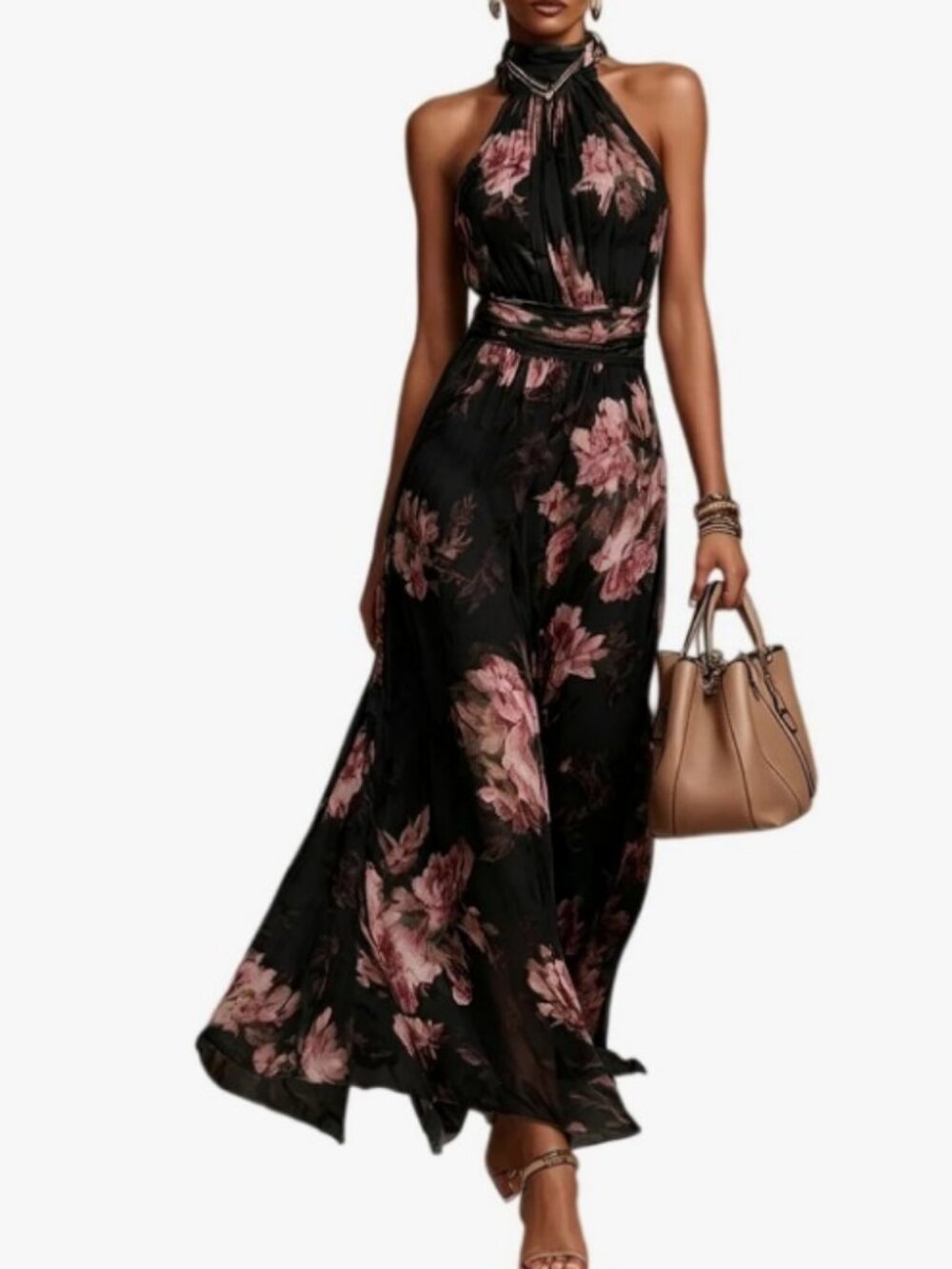 Boho Floral Printed Maxi Dress for Women - Summer Halter